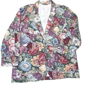 Gotcha Covered VIntage Womens Floral Denim Blazer Jacket Small Grandmacore‎ 80s